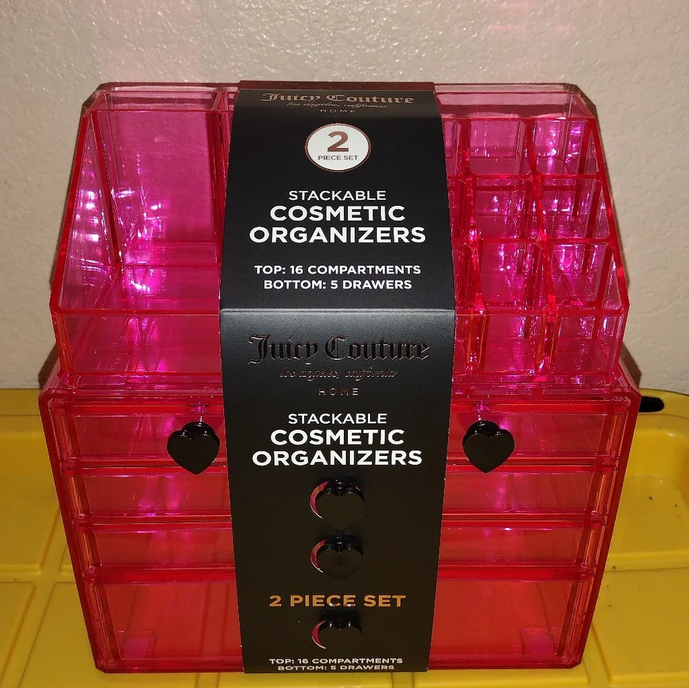 JUICY COUTURE STACKÀBLE COSMETIC ORGANIZER CLEAR PINK JUICY COUTURE ORGANIZER